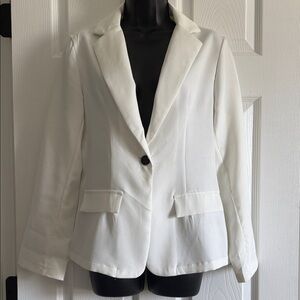Women's White Single-Button Blazer